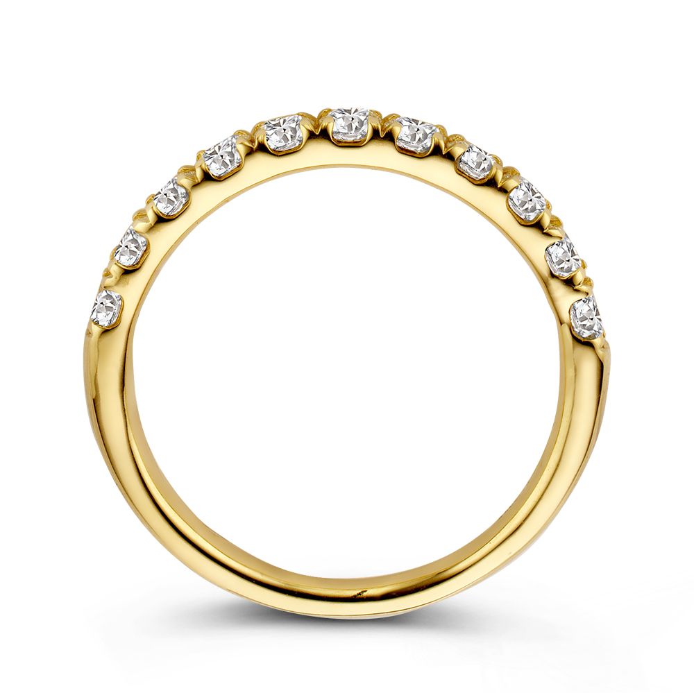 Elegante anello in oro giallo con 11 diamanti taglio brillante 0,74 crt.