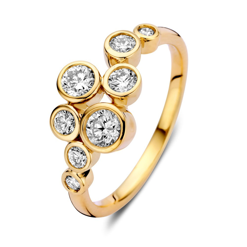 Anello in oro giallo 14k con diamanti da 0,81 ct, design giocoso della collezione 'Bubbles'.