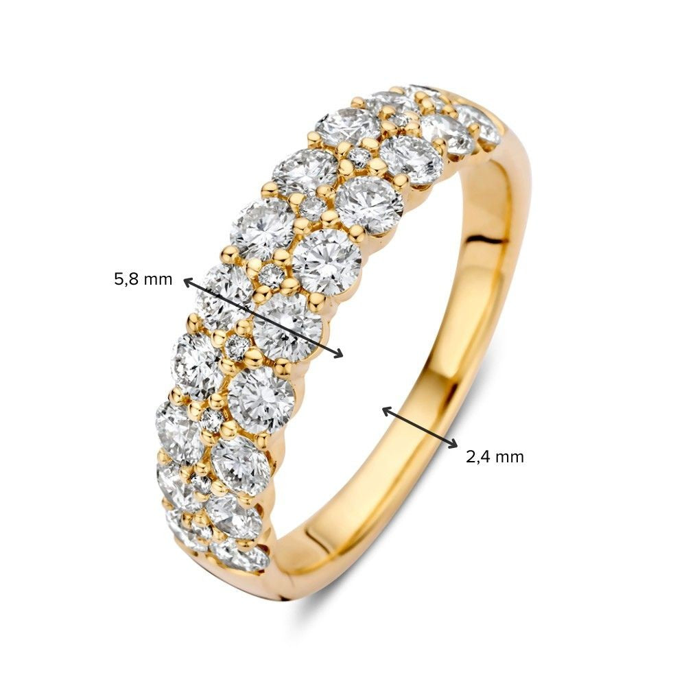 Anello di lusso in oro con diamanti a pave' – 1,45 carati, oro giallo 14 carati