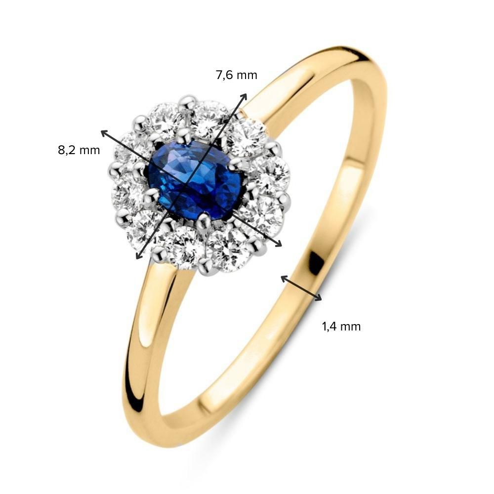 Raffinato Anello in Oro Giallo con Zaffiro Blu e Diamanti Brillanti