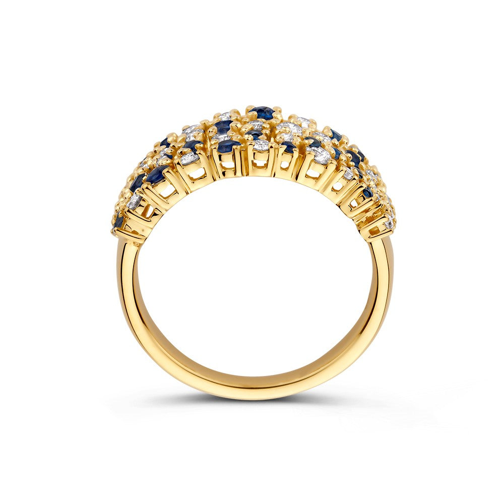 Anello in oro giallo con brillante + zaffiro