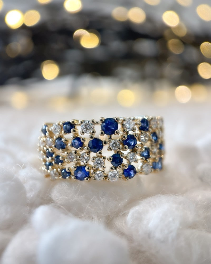 Anello in oro giallo con brillante + zaffiro
