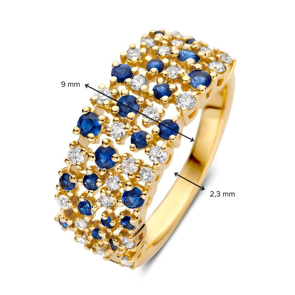 Anello in oro giallo con brillante + zaffiro