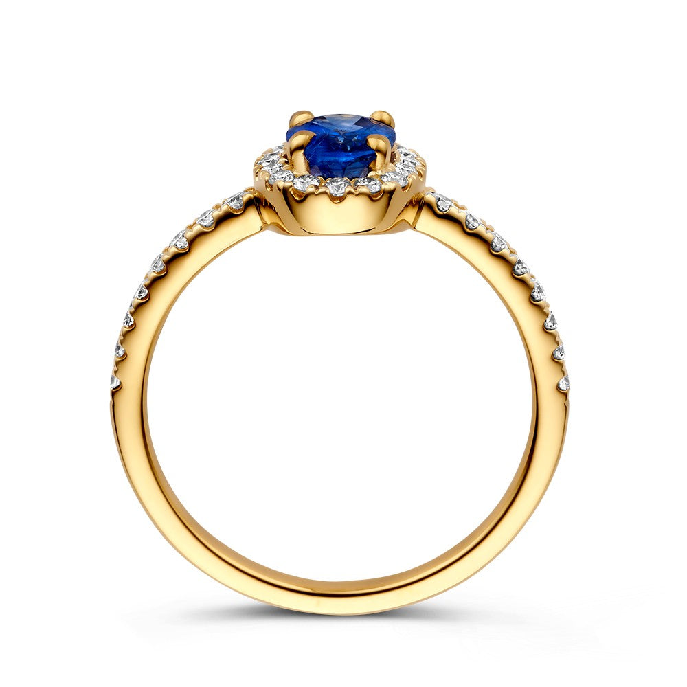 Anello oro giallo brillante + zaffiro