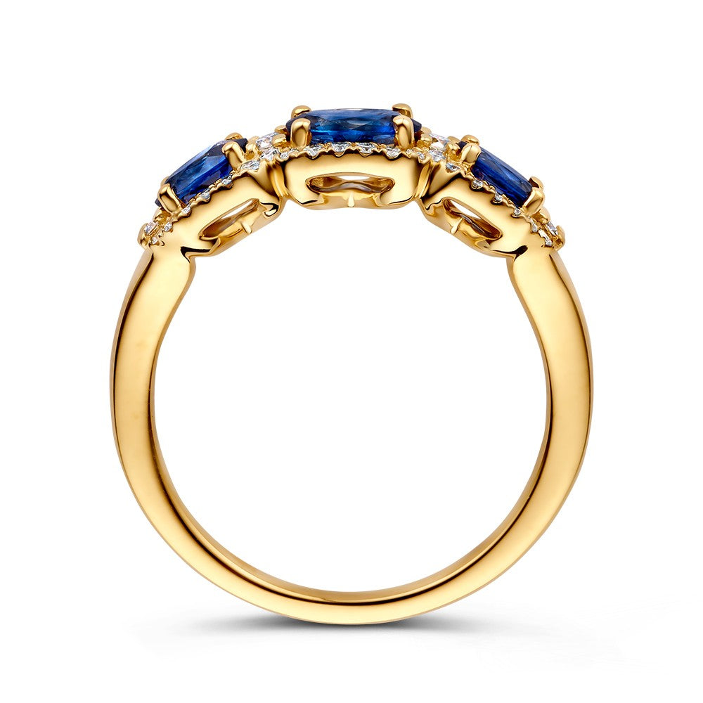 Anello oro giallo brillante + zaffiro
