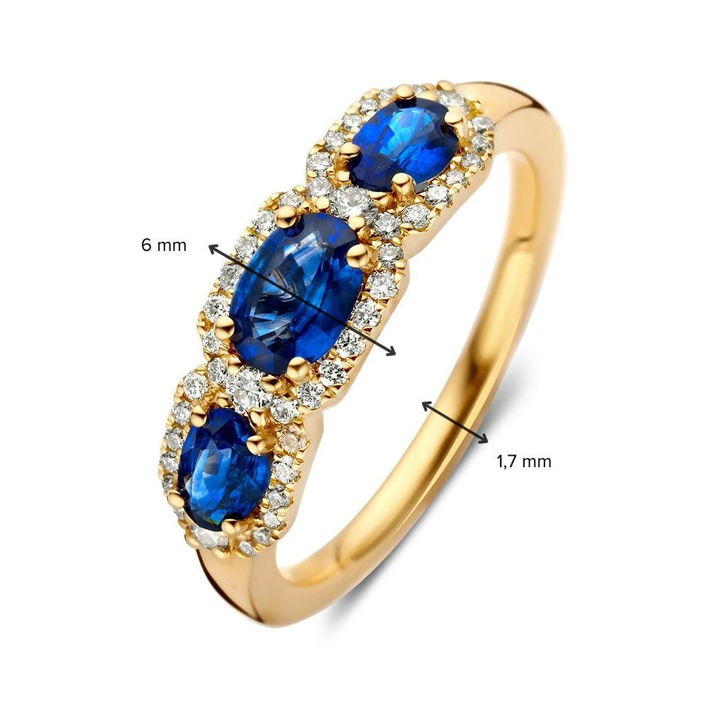 Anello oro giallo brillante + zaffiro