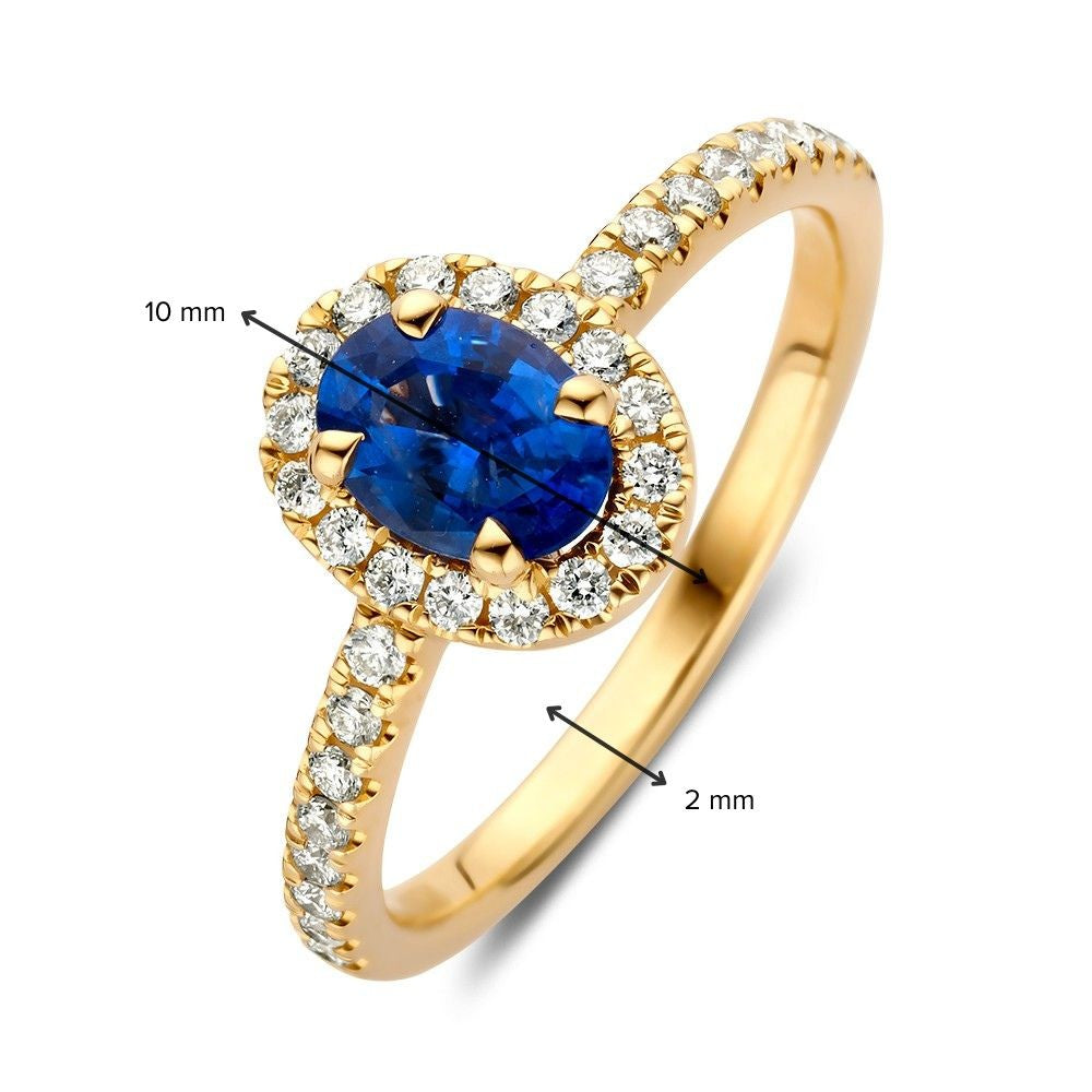 Anello oro giallo brillante + zaffiro