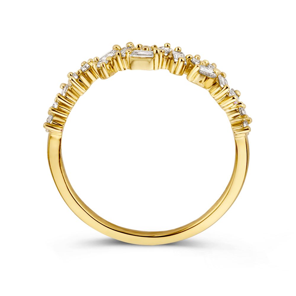 Anello in Oro Giallo con Diamanti Taglio Baguette e Brillante – 0,38 Carati di Diamante