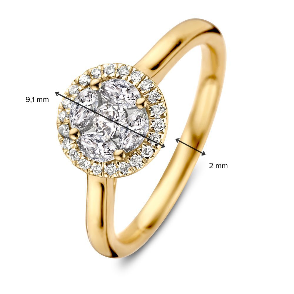 Anello in Oro Giallo con Diamanti – 0,52 Carati – Taglio Brillante e Marquise