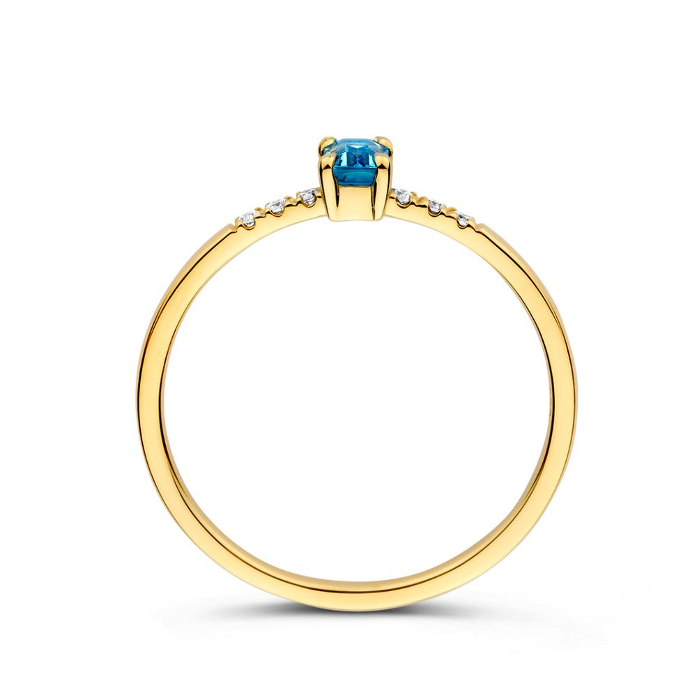 Anello oro giallo topazio + brillante