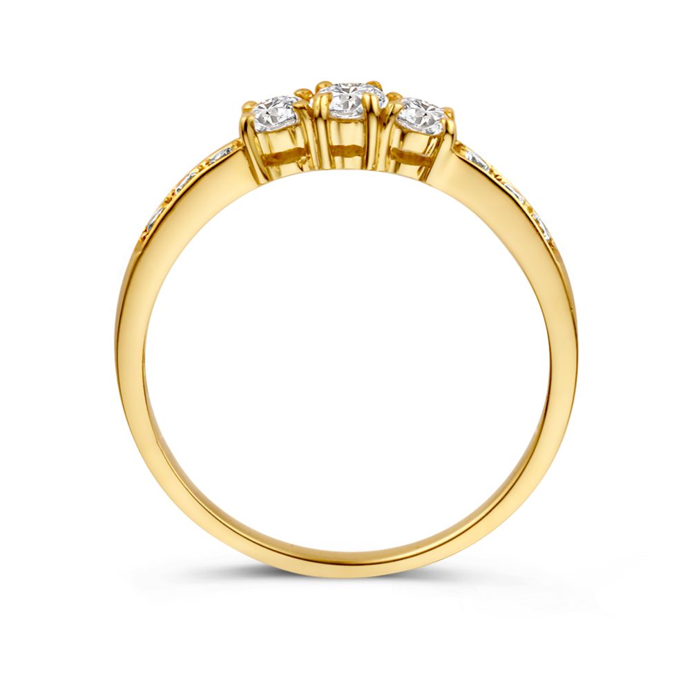 Anello in oro giallo con zirconi – Oro giallo 14 carati, eleganza sottile