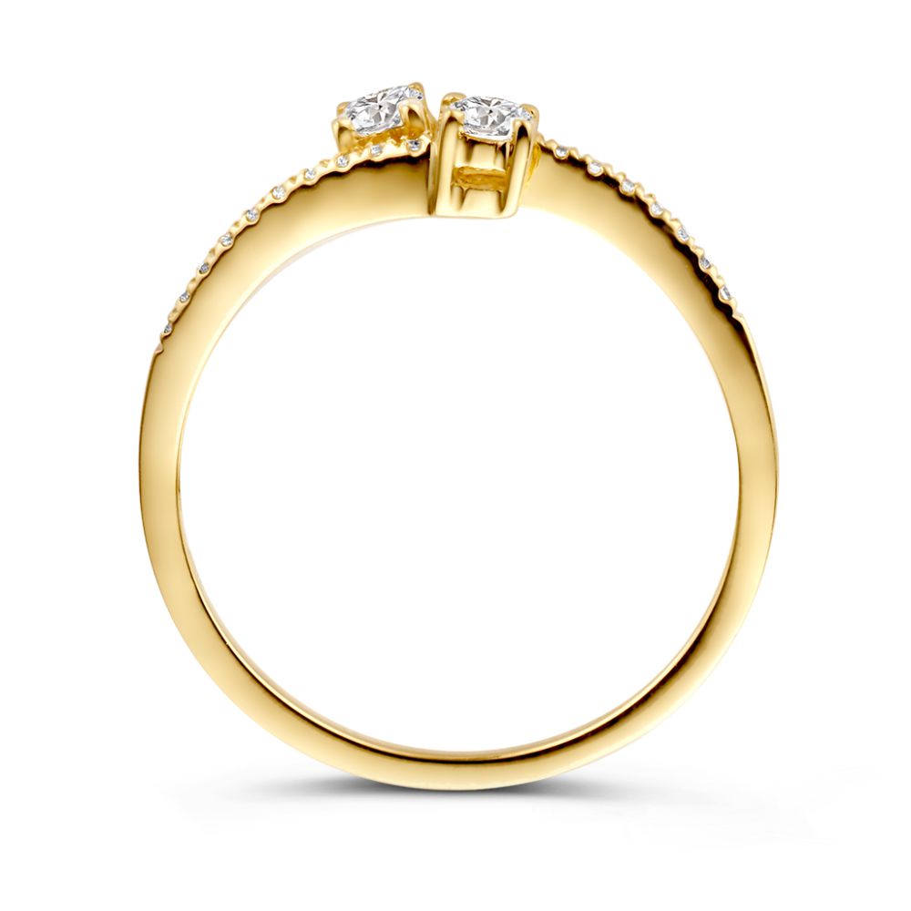 Vivace Anello in Oro Giallo con Doppia Fascia e Zirconi – Oro 14 Carati