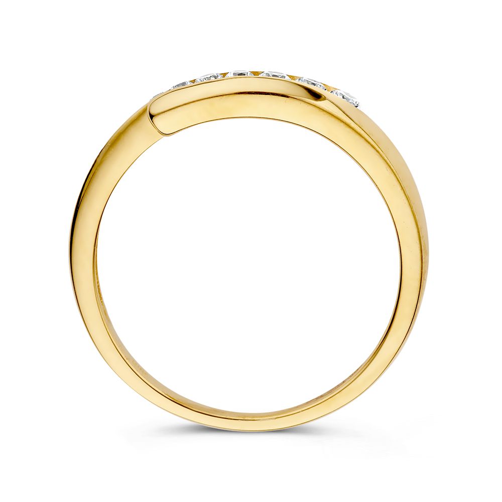Anello a fascia in oro giallo con zirconi - Eleganza in ogni dettaglio