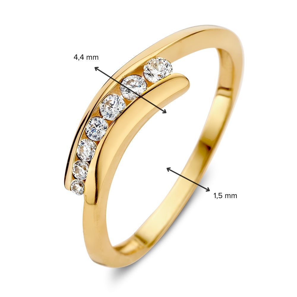 Anello a fascia in oro giallo con zirconi - Eleganza in ogni dettaglio