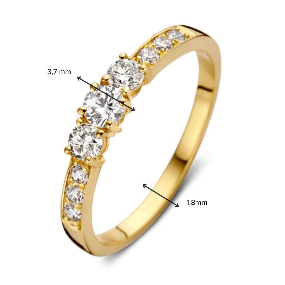 Anello in oro giallo con zirconi – Oro giallo 14 carati, eleganza sottile