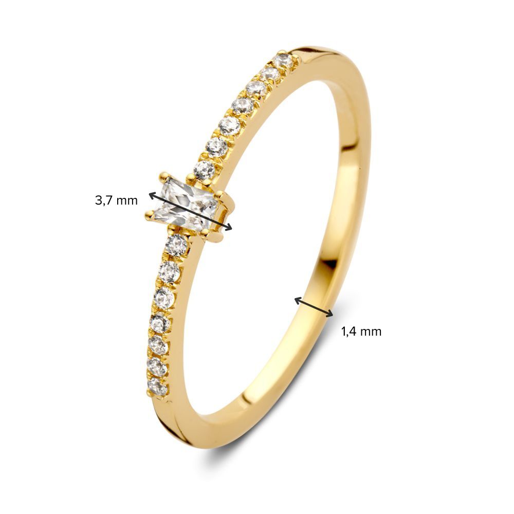 Anello in Oro Giallo con Zirconi e Pietra Centrale Taglio Baguette