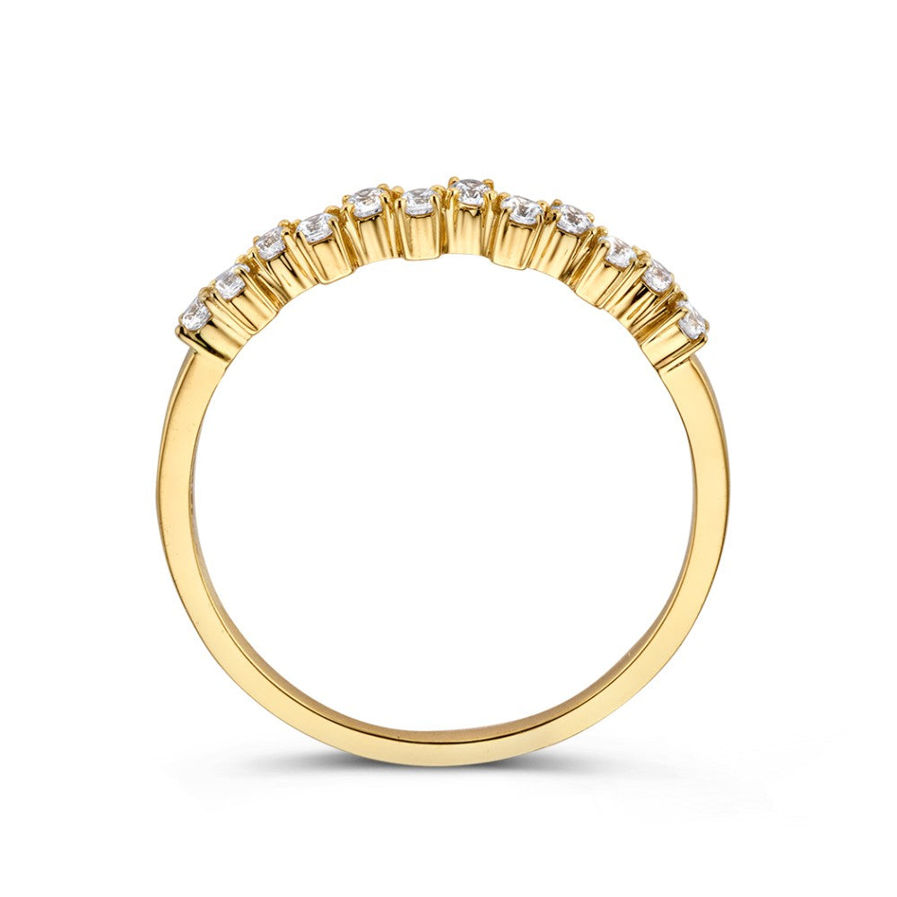 Sottile Anello in Oro Giallo con Zirconie Scintillanti – Oro Giallo 14 Carati