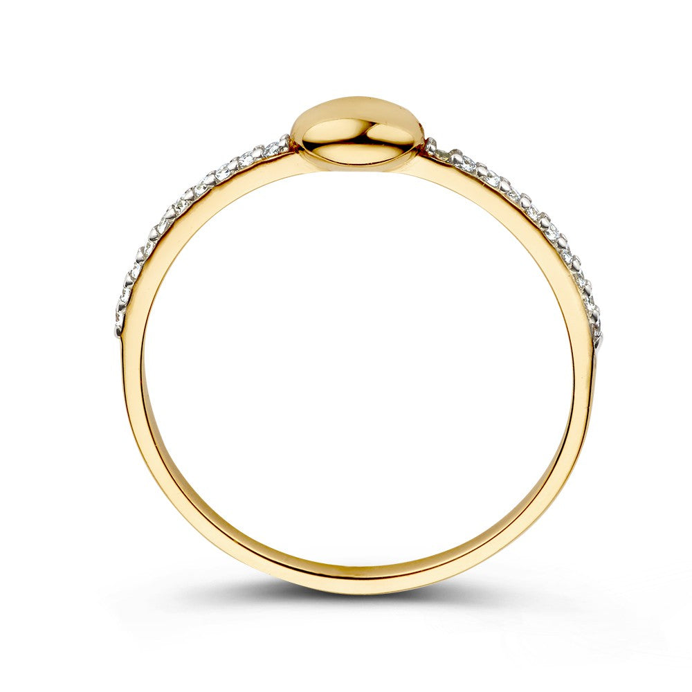 Anello in Oro Giallo con Elemento Ovale e Zirconi – Eleganza Semplice