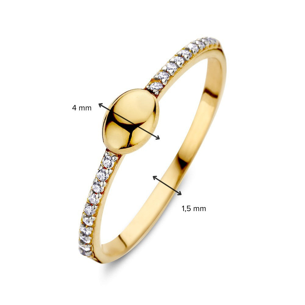 Anello in Oro Giallo con Elemento Ovale e Zirconi – Eleganza Semplice