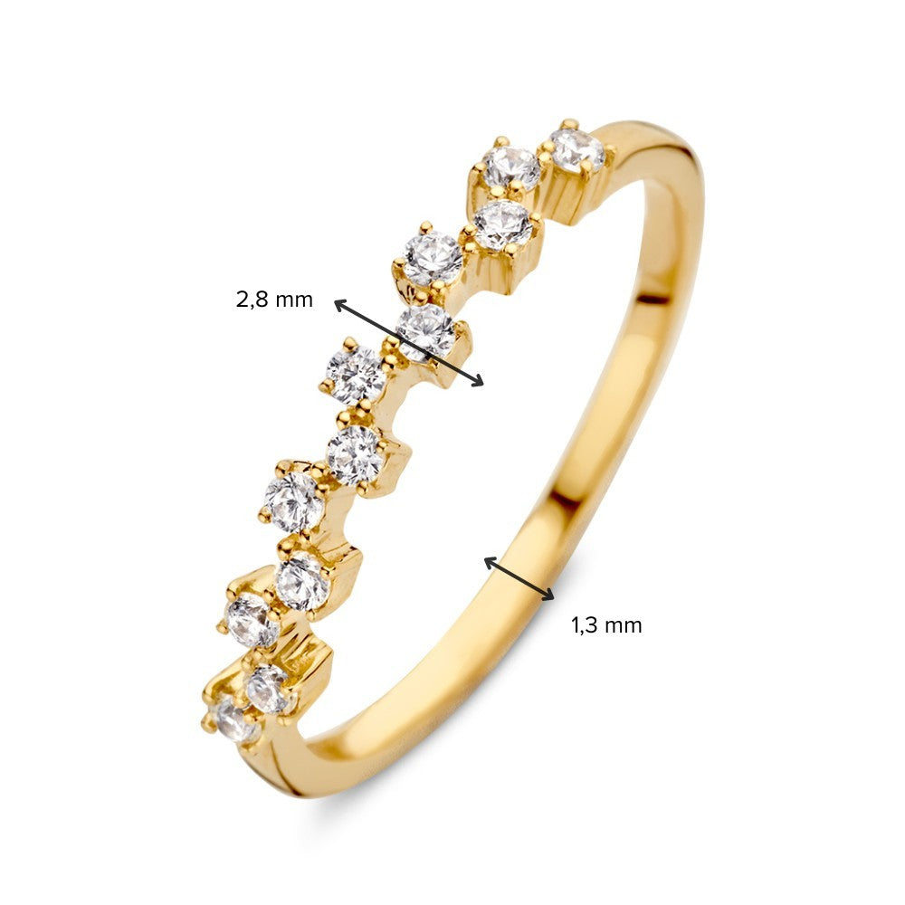 Sottile Anello in Oro Giallo con Zirconie Scintillanti – Oro Giallo 14 Carati