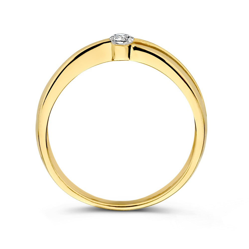 Anello in Oro Giallo 14K con Zircone – Gioiello Elegante per Donna