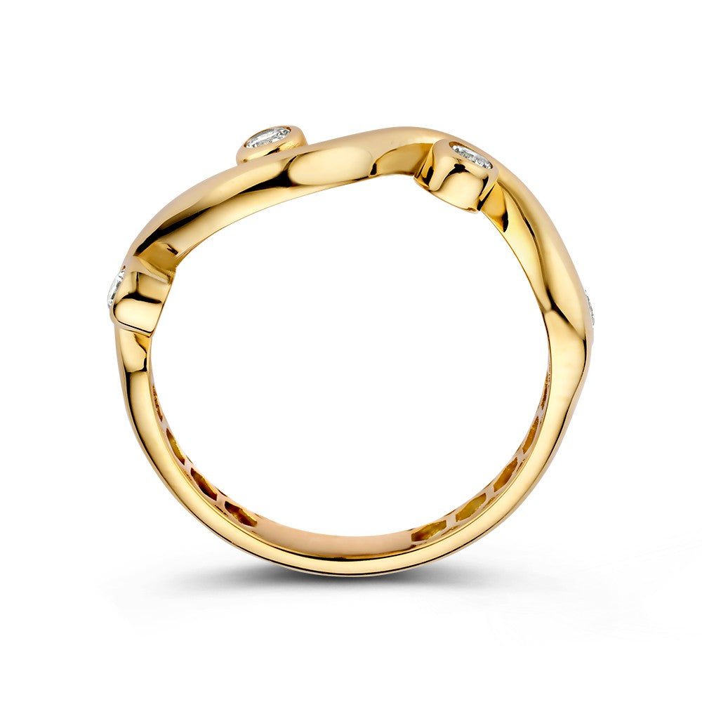 Anello Vivace in Oro Giallo con Zirconi in Castoni Rotondi – Un Tocco Allegro per Ogni Look