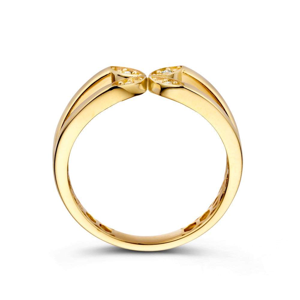 Anello Vistoso in Oro Giallo con Design Floreale e Zirconi Eyecatcher – Eleganza nel Dettaglio