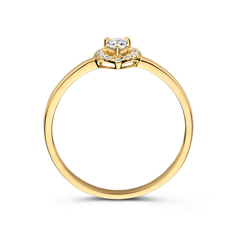 Elegante Anello in Oro Giallo con Zircone a Forma di Pera – Lusso Sobrio