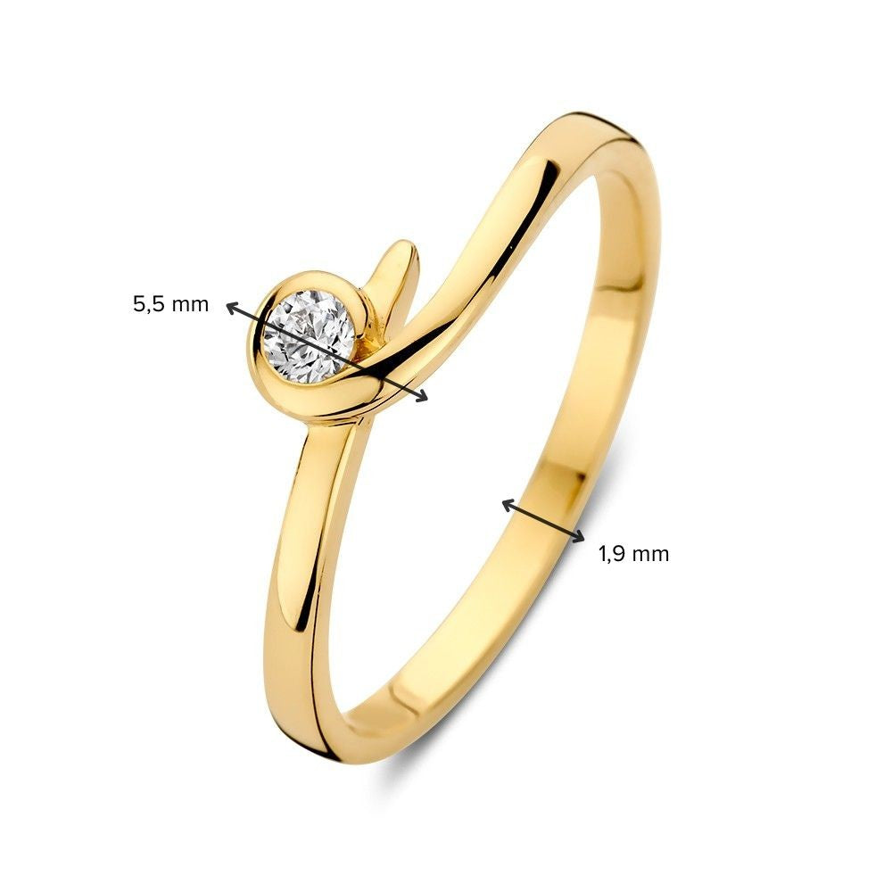 Raffinato Anello in Oro Giallo con Zircone in Montatura Elegante – Sobria Eleganza per Ogni Occasione