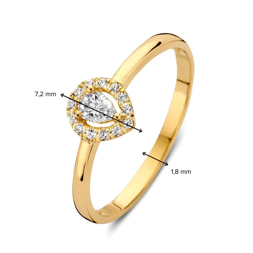 Elegante Anello in Oro Giallo con Zircone a Forma di Pera – Lusso Sobrio
