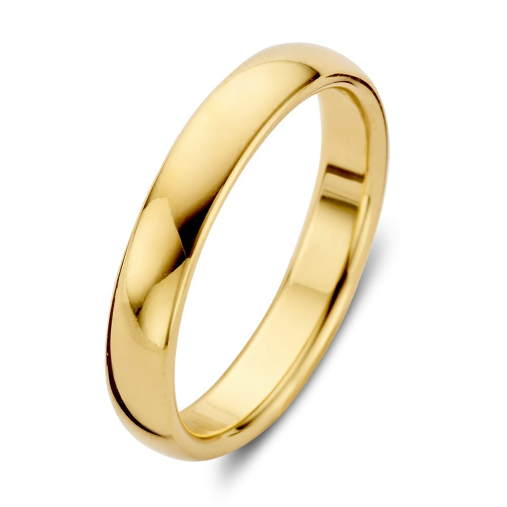 Anello in oro giallo lucido di 4 mm di larghezza.