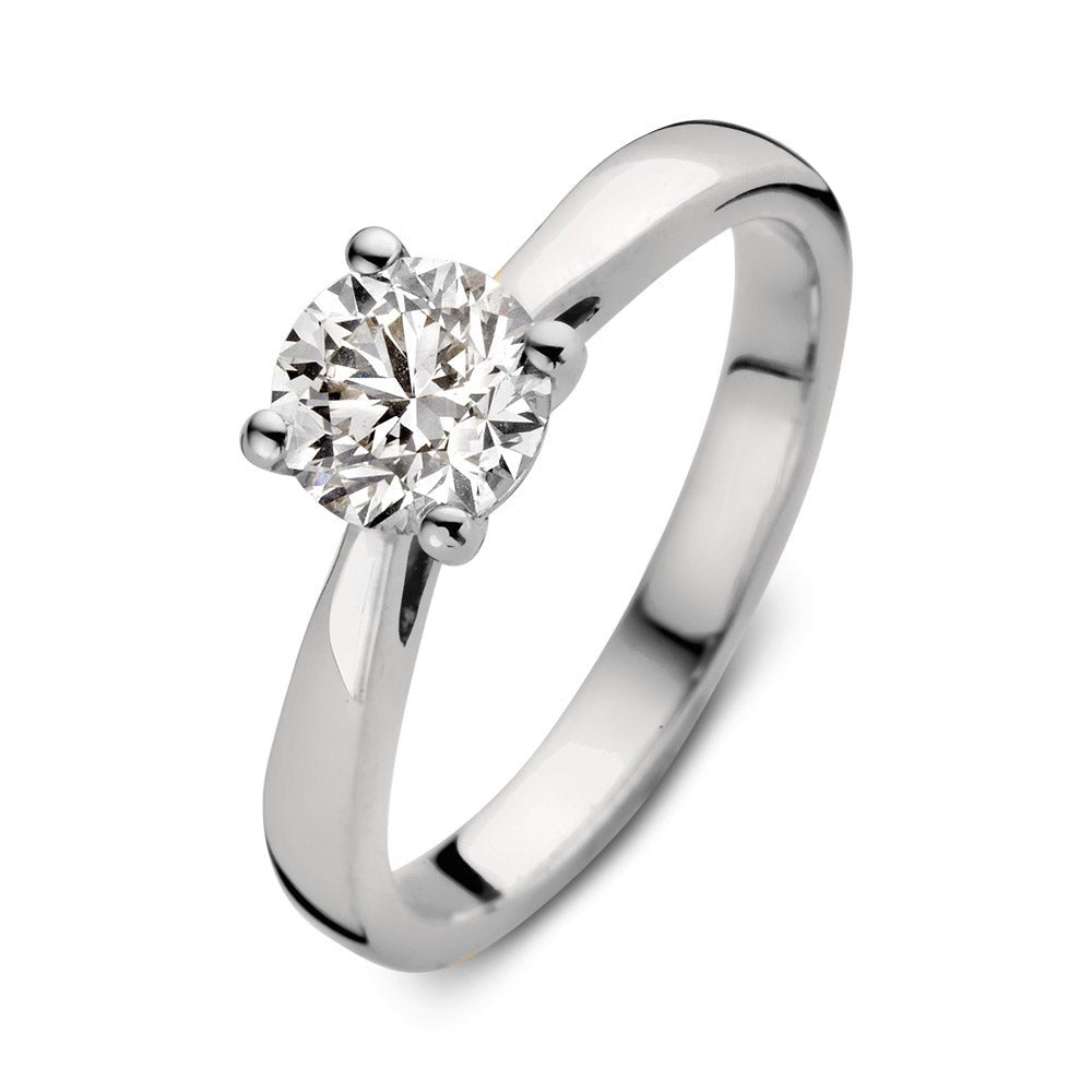 Anello in oro bianco con diamante rotondo da 1,00 ct.