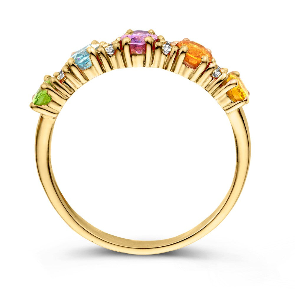 Anello in Oro Rosa 18kt con Zaffiri Rainbow e Brillanti – Gioiello di Lusso Van der Kooij
