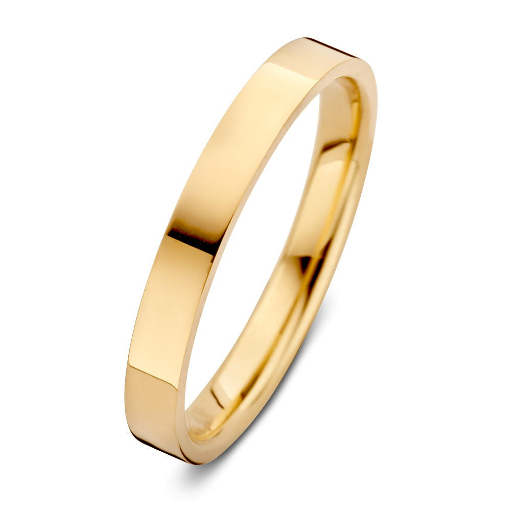 Anello in oro giallo lucido di 3 mm di larghezza.