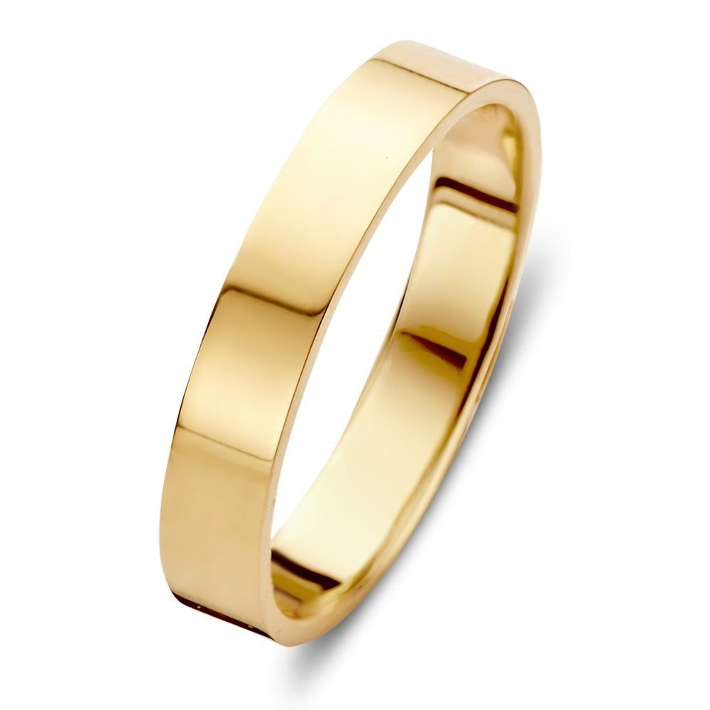 Anello in oro giallo lucido di 4 mm di larghezza.