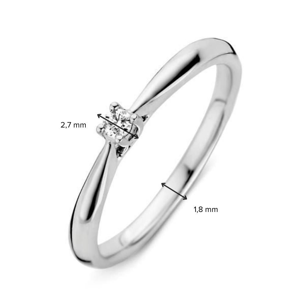Anello in Oro Bianco 14 Carati con Brillante da 0,06 Carati