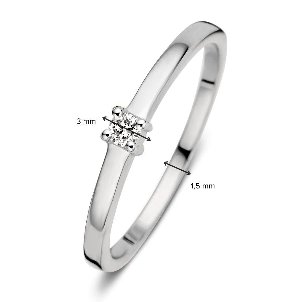 Sottile Anello in Oro Bianco 14 Carati con Brillante da 0,06 Carati