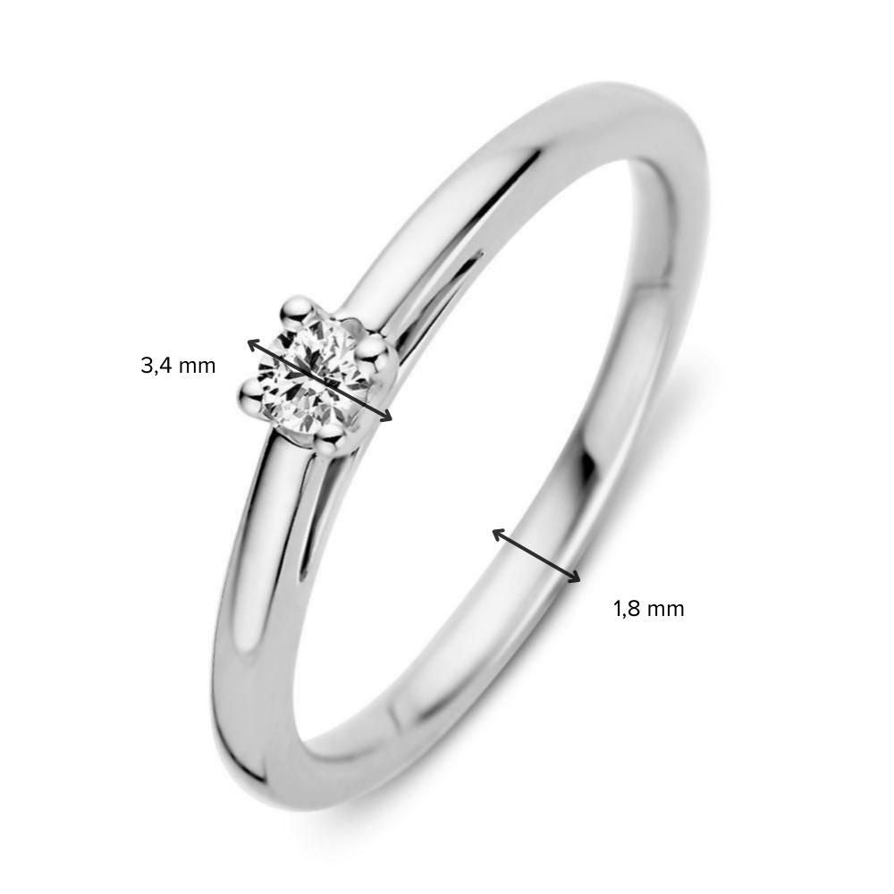 Anello Senza Tempo in Oro Bianco 14 Carati con Brillante da 0,10 Carati
