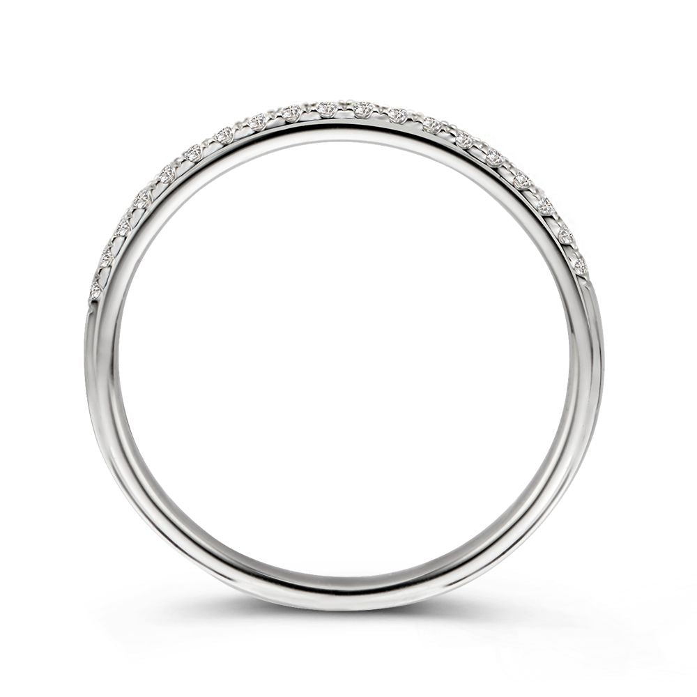Anello a fascia in oro bianco 14 carati con brillante da 0,14 carati in castone