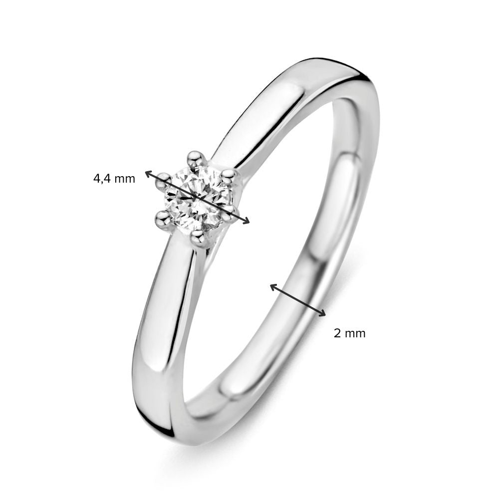 Elegante Anello in Oro Bianco 14 Carati con Diamante Brillante da 0,14 Carati