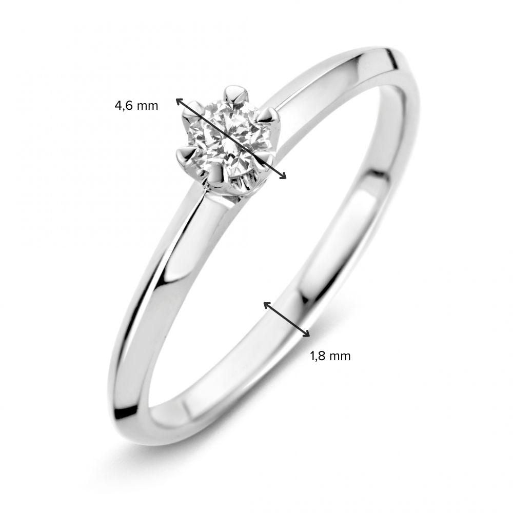 Elegante Anello in Oro Bianco 14 Carati con Diamante Brillante da 0,19 Carati