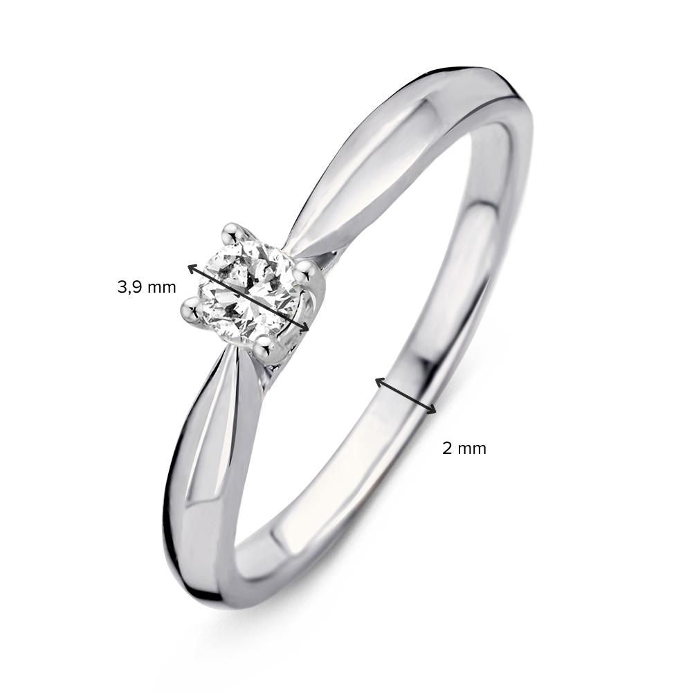 Anello in Oro Bianco 14 Carati con Diamante Taglio Brillante da 0,19 Carati