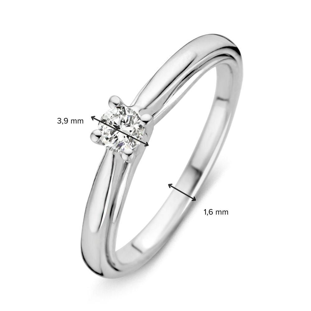 Anello in Oro Bianco 14 Carati con Diamante Brillante da 0,20 Carati