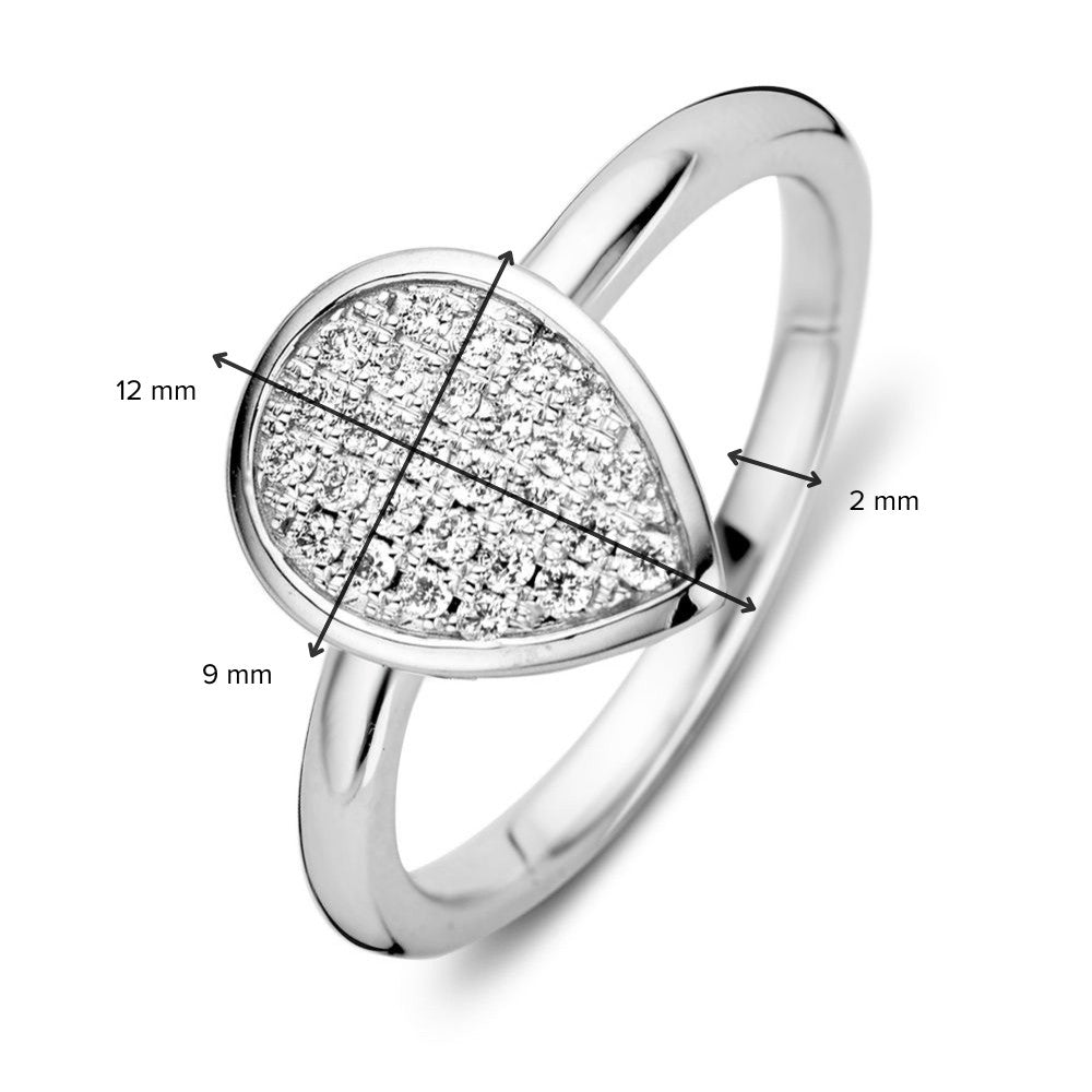 Anello da Donna in Oro Bianco Rodiato con Brillante da 0,20 Carati in Montatura Pavé