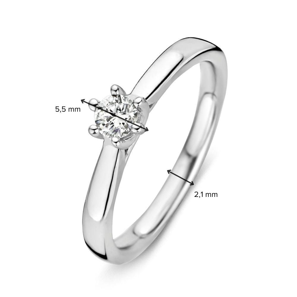 Elegante anello in oro bianco con diamante brillante (0,24 carati totali)