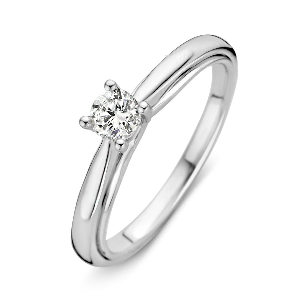 Anello in oro bianco con diamante da 0,30 ct e doppia fascia.