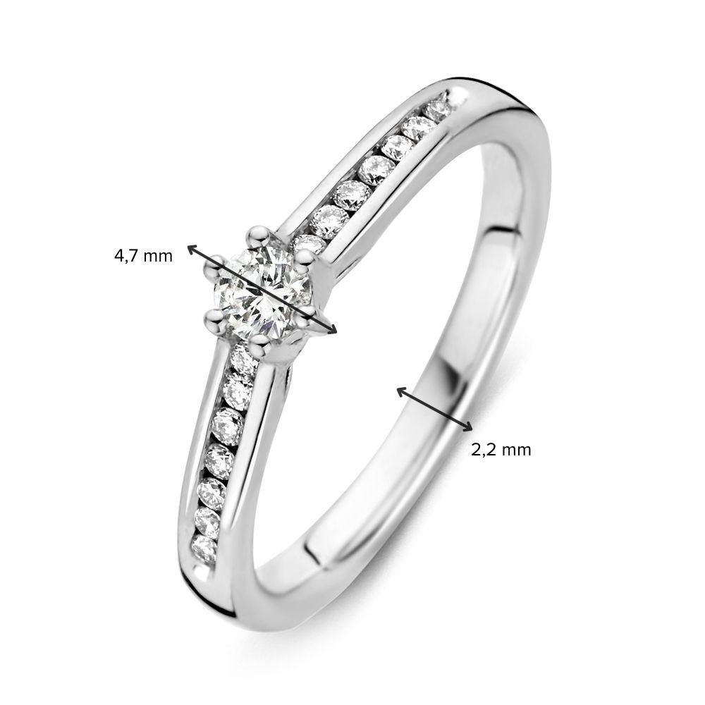 Elegante Anello in Oro Bianco con Diamante e Pietra Centrale Brillante 0.30 crt.