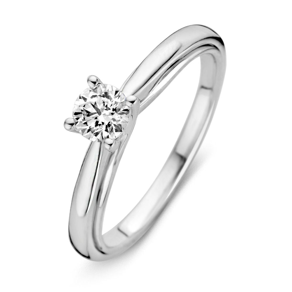 Anello in oro bianco elegante con diamante brillante da 0,40 carati.