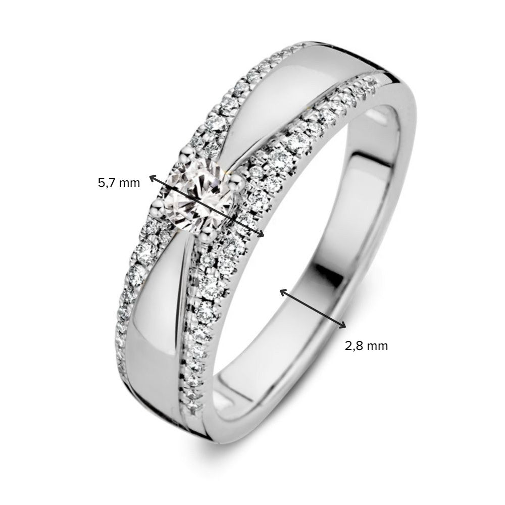 Elegante Anello in Oro Bianco con Diamante Brillante da 0,40 Carati