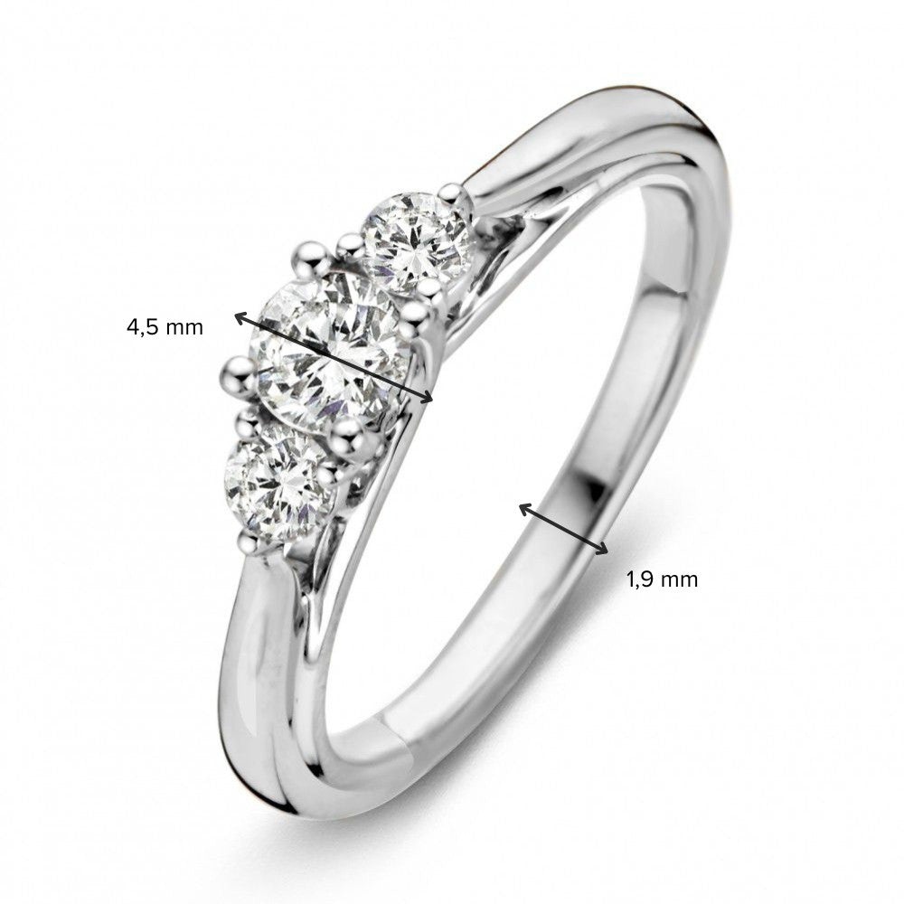 Elegante Anello in Oro Bianco con Diamanti Taglio Brillante da 0,51 Carati